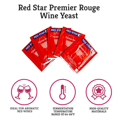 Miniatura 2 de Craft A Brew - Levadura de vino Red Star Premier Rouge - Levadura de vino seco - Para vinos tintos aromáticos con cuerpo completo - Ingredientes