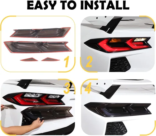 Miniatura 5 de Cubierta de luces traseras de automóvil compatible con Corvette C8 Stingray Z06 E-Ray 2020-2023 2024 2025, cubierta de lámpara trasera ahumada