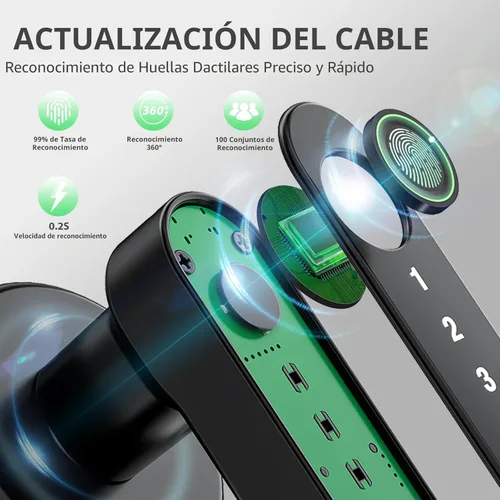 Miniatura 6 de Cerradura de puerta con huella dactilar, perilla biométrica de puerta con teclado sin llave, cerraduras de puerta para dormitorios, hogar, hotel