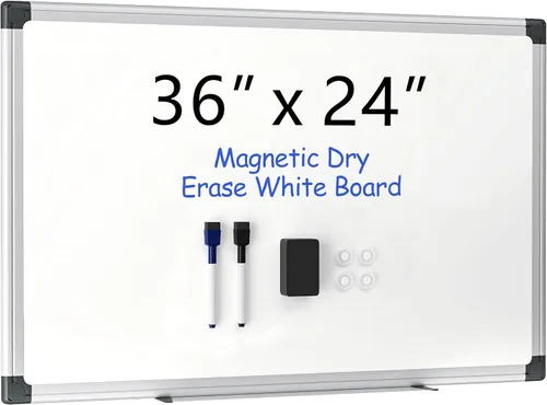 Miniatura 9 de VUSIGN Pizarra blanca magnética de 24 x 18 pulgadas para pared, pizarra de borrado en seco con marco plateado, pizarra blanca colgante para oficina
