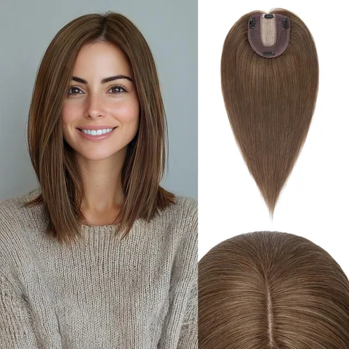 Miniatura 161 de Rich Choices Pelucas con topper de cabello para mujeres, cabello humano real 100% Remy, sin flequillo, para mujeres con adelgazamiento en la parte