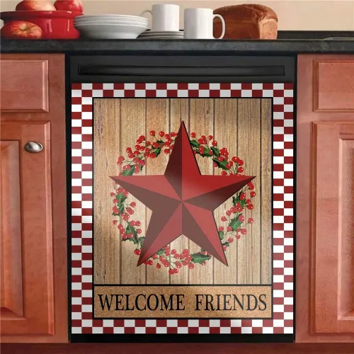 Miniatura 8 de Prim Barn Star - Adhesivo para lavavajillas, cubierta de madera de campo, cubierta de calcomanía decorativa de cocina con corona de sol, cubierta