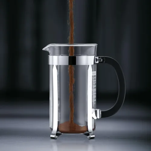 Miniatura 2 de Bodum Cafetera de prensa francesa Chambord de 12 oz, vidrio borosilicato resistente al calor, acero inoxidable pulido – Fabricado en Portugal Cromo