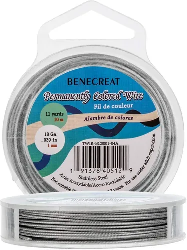 Miniatura 31 de BENECREAT 98 pies 0.02 pulgadas (0.5mm) alambre de cuentas de 7 hebras negro alambre de acero inoxidable recubierto de nailon para collar, pulsera