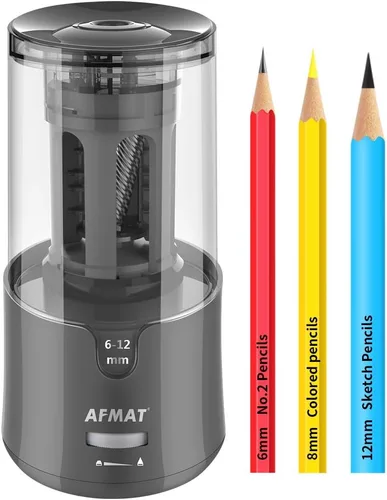 Miniatura 8 de AFMAT Sacapuntas Eléctrico para Lápices de Colores, Parada Automática, Afilado Rápido en 3s, Sacapuntas de Agujero Grande con Enchufe para Lápices
