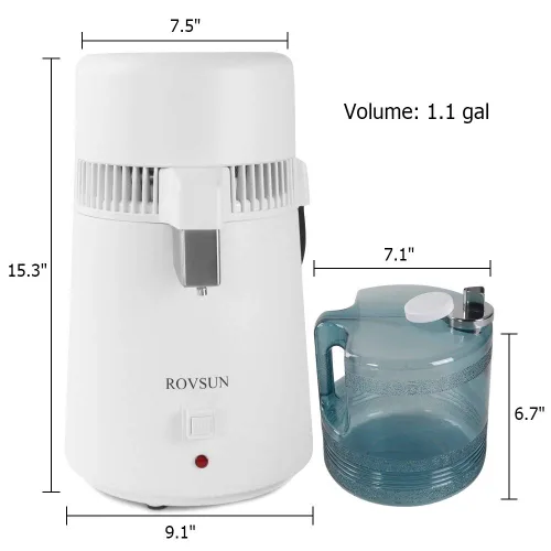 Miniatura 8 de ROVSUN【Actualizado】Destilador de agua de 1.1 galones/4L con material ignífugo, recipiente sin BPA e interior de acero inoxidable para el hogar