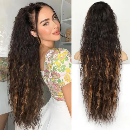 Miniatura 8 de KooKaStyle Extensión de cola de caballo con cordón de 26 pulgadas (66 cm) para mujeres, extensiones de cabello sintético rizado largo para uso