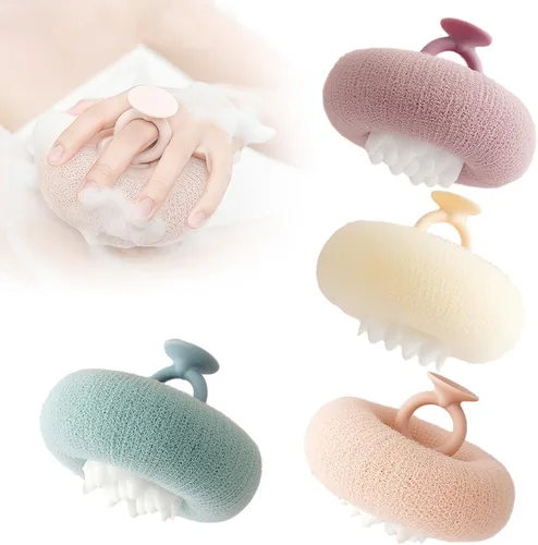 Miniatura 9 de Bola de baño con ventosa de girasol súper suave, accesorios de baño de girasol mejorados 2025 para mujeres, esponja de baño exfoliante de malla