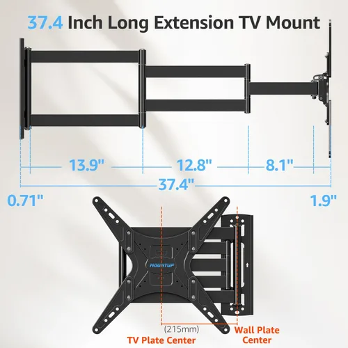 Miniatura 7 de MOUNTUP Soporte de pared para TV de brazo largo al aire libre para televisores de 26-65", soporte de movimiento completo resistente al agua y a