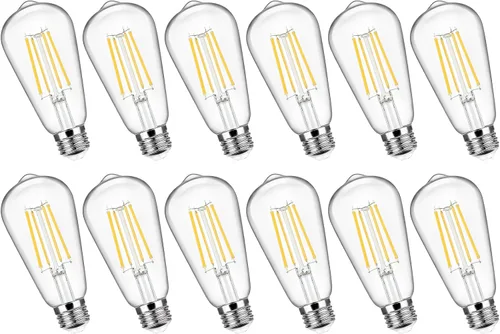 Miniatura 10 de Paquete de 4 bombillas LED Edison vintage equivalentes a 100 W, 1400 lúmenes, alto brillo, 8 W, ST58, bombillas de luz de filamento LED de 2700 K