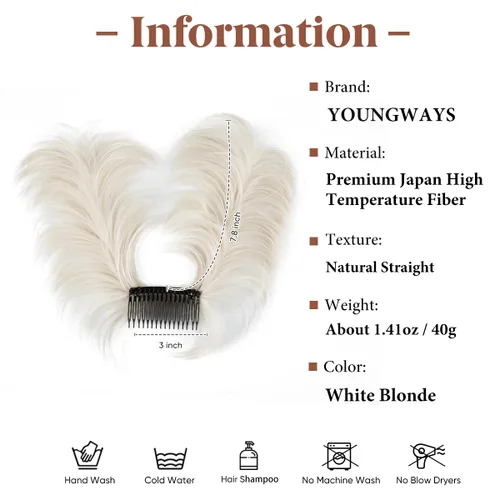 Miniatura 57 de Postizo de Cabello de Moño Desordenado Peine Lateral Clip en Moño de Cabello Postizo para Mujeres Corto Natural Liso Estilos Versátiles Ajustables