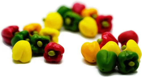 1shopforyou Juego decorativo de 21 piezas de pimiento dulce – Acentos de exhibición de arcilla para decoración del hogar y estilo artesanal