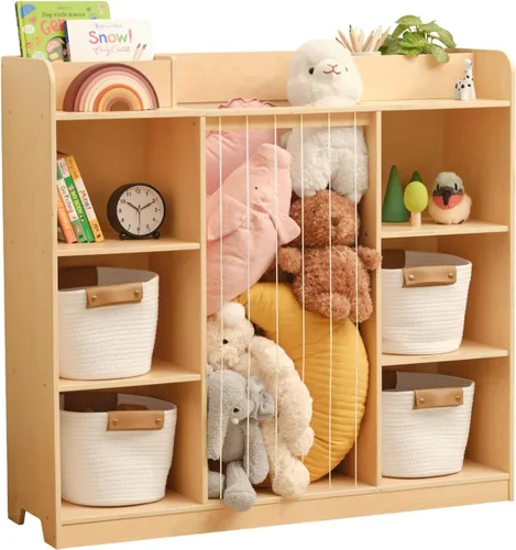 Miniatura 10 de OOOK Estantería Montessori y Organizador de Almacenamiento para Juguetes, Estantería Horizontal de 2 Niveles, Gabinete de Almacenamiento