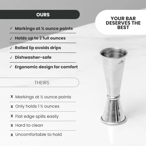 Miniatura 7 de A Bar Above Jigger japonés de alta calidad, 8 marcas de medición precisas, resistente acero inoxidable 304 doble jigger de cóctel para camareros