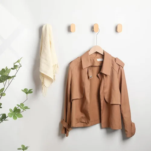 Miniatura 3 de Ganchos de pared de madera, modernos y minimalistas montados en la pared, perchero de madera natural para colgar sombrero, toalla, bata, bolsa