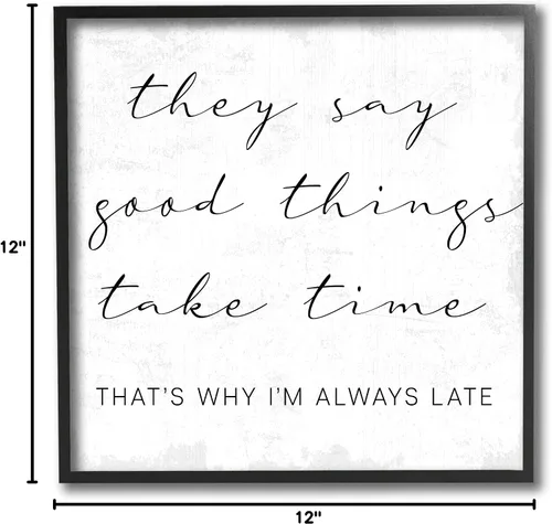 Miniatura 9 de Stupell Industries Good Things Always Late Phrase Beauty Inspirational, arte de pared enmarcado negro diseñado por Daphne Polselli, 12 x 12