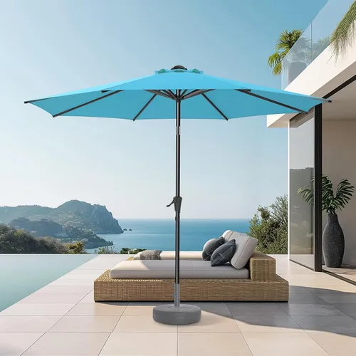 Miniatura 26 de HOMSHADE Sombrilla de patio al aire libre de 9 pies, sombrilla para mesa de mercado, piscina, terraza, protección UV UPF50+ con botón de Rojo