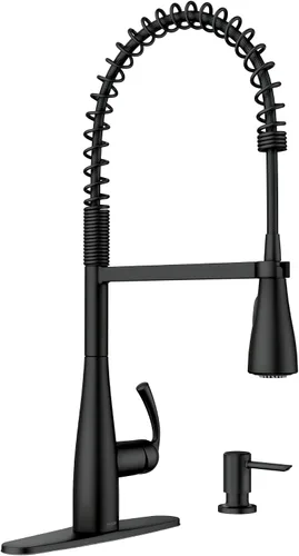 Miniatura 24 de Moen Essie 87014SRS - Juego de grifo de fregadero de cocina con rociador desplegable de acero inoxidable resistente a los puntos con dispensador