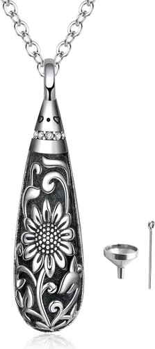 Miniatura 147 de Collar con colgante de urna de cenizas de cremación y árbol de la vida para mujer, plata de ley US1