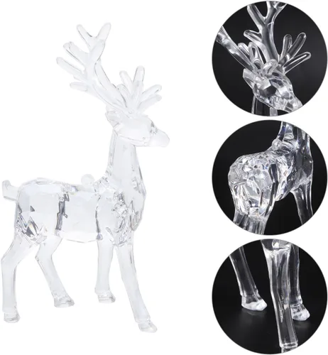 Miniatura 7 de ARTIBETTER 2 piezas de decoración de cristal de alce de Navidad, adornos de mesa transparentes, figuras de reno, adornos de reno, decoración de alce