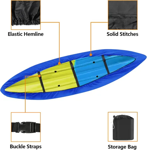 Miniatura 2 de iCOVER Funda para Kayak, Fundas Impermeables para Kayak para Almacenamiento al Aire Libre, Funda Resistente al Polvo para Canoa para Almacenamiento