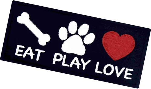 Miniatura 4 de Eat Play Love for Dog Lover - Parche bordado para perro, chaleco/arneses, insignia, gancho y bucle, emblema