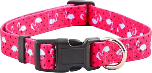 Miniatura 5 de Native Pup Collar de perro con flamenco rosa para primavera y verano, bonitos patrones femeninos para cachorros hembras, nailon duradero para razas