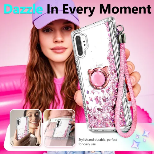Miniatura 198 de NGB - Funda de teléfono diseñada para Samsung Galaxy S9+ Plus, morado/azul, con purpurina líquida para mujeres y niñas, con protector de pantalla