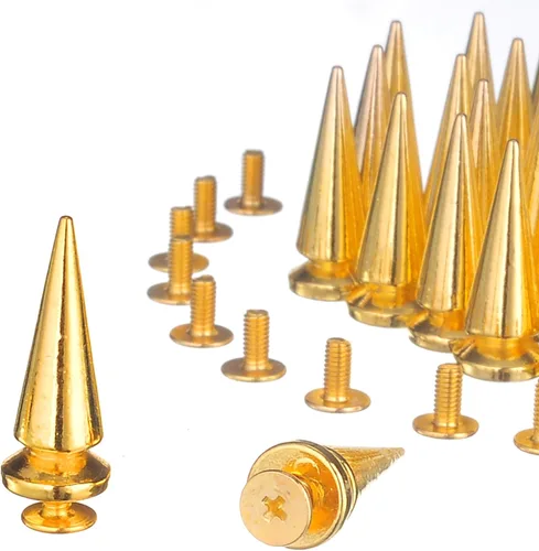 Miniatura 2 de RUBYCA 20 juegos de 20 juegos de espigas y tachuelas grandes de metal para árbol grandes de metal con parte trasera metálica para bricolaje de Dorado