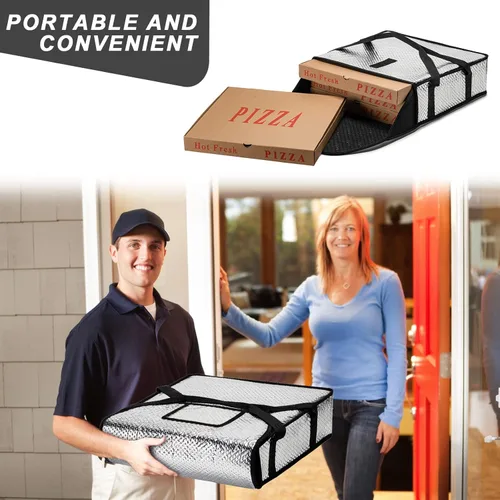 Miniatura 3 de Bolsas de pizza iceMi para entrega 22" X 22" X 5" - Libres de humedad, calentador de pizza térmico profesional, portacomida resistente, adecuado