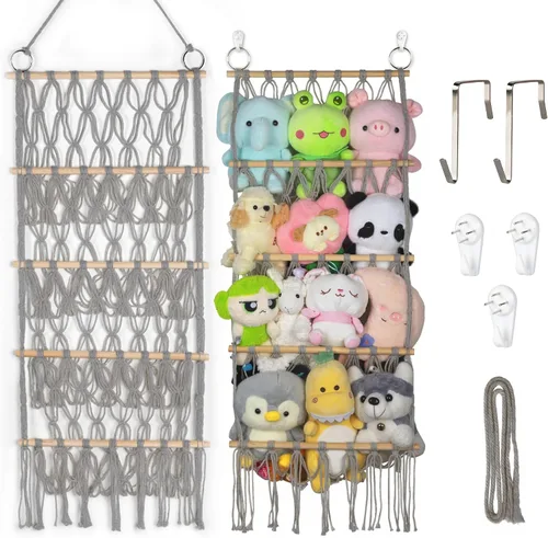 Miniatura 7 de Hamaca de animales de peluche de 16.5 in de ancho sobre la puerta - Hamaca de animales de peluche de 5 niveles para hamaca de juguete de felpa