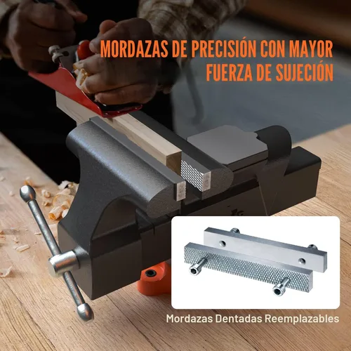 Miniatura 10 de VEVOR Tornillo de banco, ancho de mandíbula de 6 pulgadas, apertura de mandíbula de 5.9 pulgadas, base de bloqueo giratoria de 360 grados, tornillo
