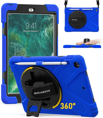 Miniatura 19 de BRAECN Funda para iPad 6ª/5ª Generación, Funda iPad 9.7 2018/2017 - Resistente a Prueba de Golpes con Soporte para Lápices, Correa de Hombro