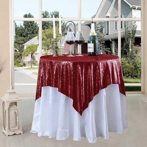 Miniatura 62 de Manteles redondos de lentejuelas negros para fiestas, de 121,9 cm, mantel redondo de purpurina ajustado, pequeño, lindo y dulce, para boda