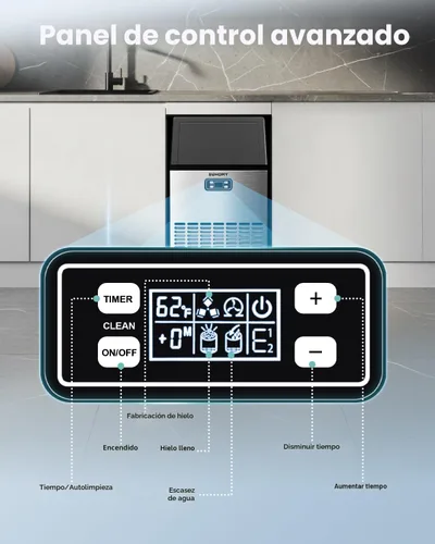 Miniatura 5 de EUHOMY Máquina Comercial de Hielo, Máquina de Hielo de Acero Inoxidable de 100 lbs/24H Bajo Mostrador con Capacidad de Almacenamiento de Hielo de 33