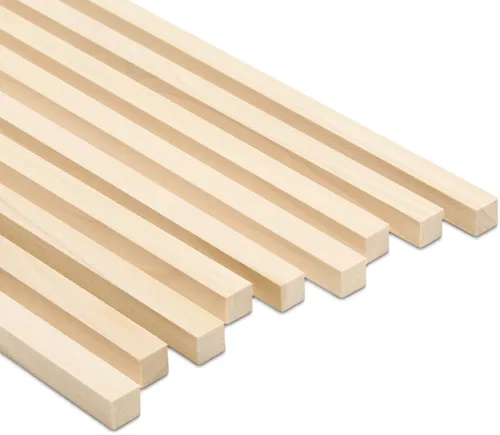 Varilla cuadrada de madera de 36 x 1/2 pulgadas, paquete de 10 palos cuadrados de madera para manualidades y bricolaje de madera dura de abedul por