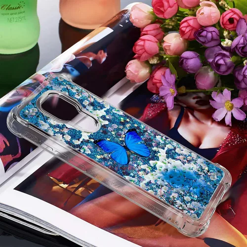 Miniatura 6 de Funda para Moto G Play 2021 con protector de pantalla de vidrio templado, brillante con purpurina líquida flotante para niñas y mujeres, bonita