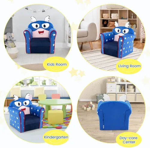 Miniatura 6 de Costzon Sofá para Niños con Reposabrazos con Patrón, Muebles para Niños Pequeños con Construcción de Madera Resistente, Sofá para Niños en Edad