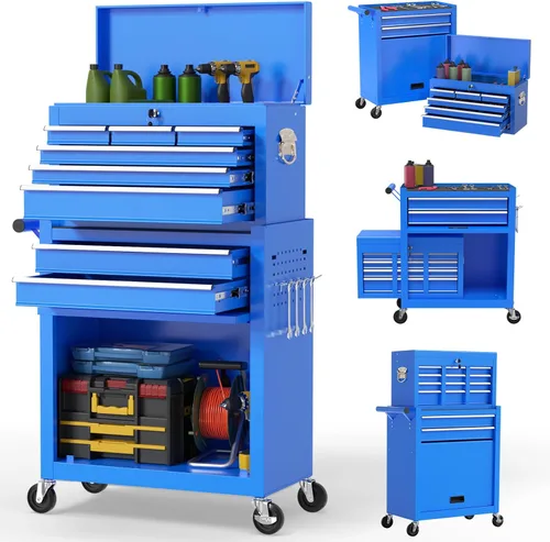 Miniatura 12 de On Shine Cofre de herramientas con ruedas de 8 cajones, caja de herramientas rodante de gran capacidad con ruedas, caja de herramientas mecánica
