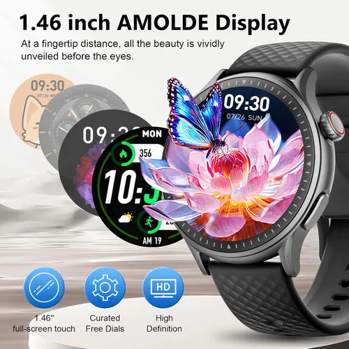 Miniatura 5 de Reloj inteligente para hombres y mujeres, rastreador de fitness con pantalla AMOLED Ultra-HD de 1.46 pulgadas y monitor de frecuencia