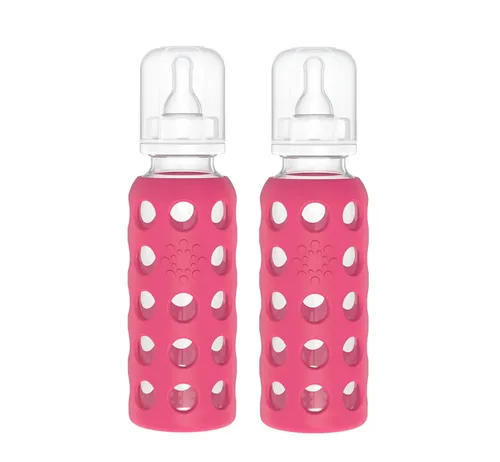 Miniatura 48 de Lifefactory Biberón de vidrio sin BPA Funda protectora de silicona Paquete de 3 de 9 onzas Papaya, col rizada y arándanos Papaya/Kale/Arándano
