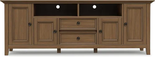 Miniatura 5 de SIMPLIHOME Amherst - Soporte de TV de transición de madera maciza de 72 pulgadas de ancho, estilo rústico marrón envejecido, para televisores