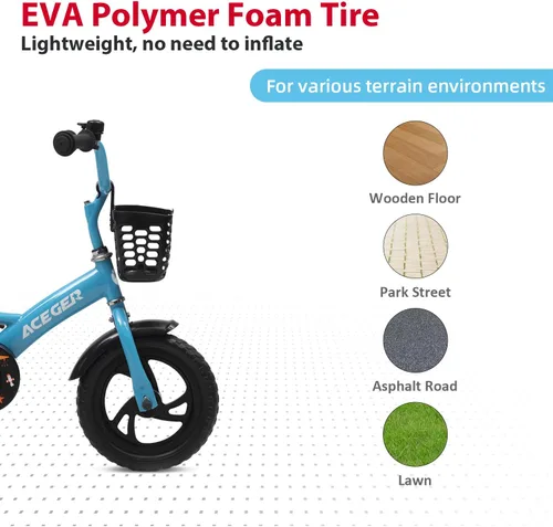 Miniatura 3 de ACEGER Bicicleta de equilibrio de 12" para niños con canasta, bicicleta para niños pequeños para fortalecer las piernas y mejorar el equilibrio