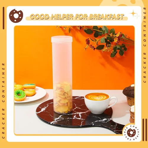 Miniatura 5 de Suclain 6 recipientes cilíndricos para galletas saladas, contenedor de almacenamiento de galletas de plástico con tapa, soporte hermético