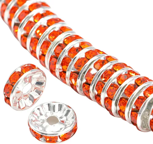 Miniatura 17 de 100 cuentas espaciadoras Rondelle redondas de cristal con diamantes de imitación checos chapados en plata, cuentas sueltas para manualidades, Blanco