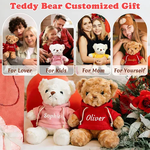Miniatura 6 de Oso de peluche personalizado con texto de nombre, osos personalizados de 11.8/15/19.7, regalos de cumpleaños personalizados para el día de la madre
