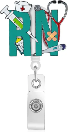 Miniatura 12 de Hanreshe Lindo carrete de insignia de enfermera retráctil con clip de corazón para enfermera, estudiante, médico, tarjetas de identificación