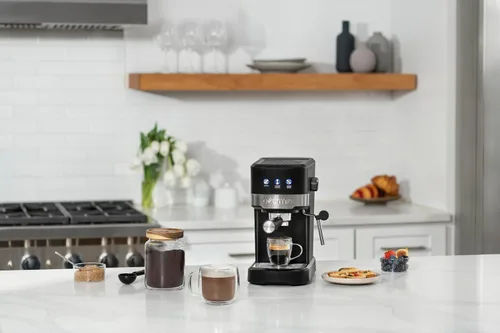Miniatura 2 de Gourmia Máquina de café expreso de 15 barras con potente varita de espuma con depósito de agua extraíble de 1.2 L, color negro