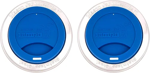 Miniatura 9 de Tapa de silicona para beber con banda de acero inoxidable para tarros Mason (Americana multicolor, boca regular)