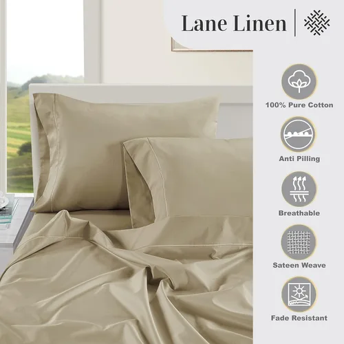 Miniatura 78 de Lane Linen Juego de 2 fundas de almohada 100 % de algodón, tamaño estándar, se adapta a almohadas estándar y Queen, fundas de almohada lujosas
